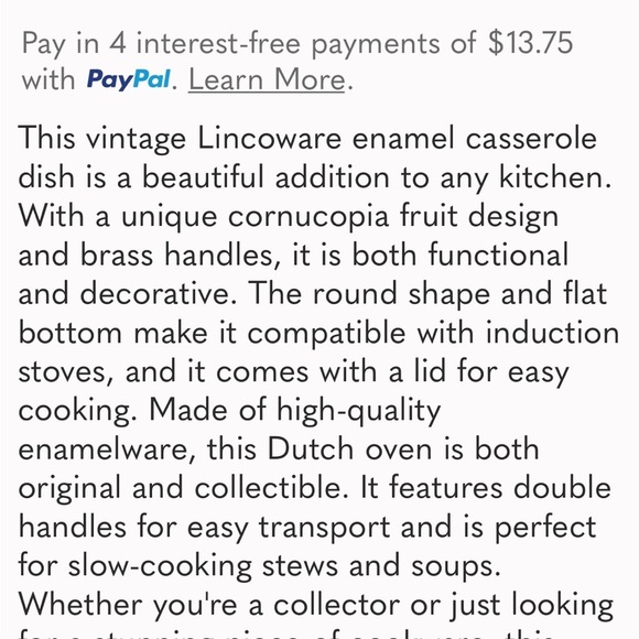 Fissler Asta Lincoware Casserole Dish Cornucopia Fruit Enamelware Dutch Oven - Picture 8 of 8